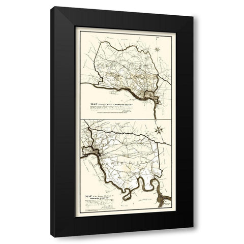 Henrico County Virginia - Hancock 1887 Black Modern Wood Framed Art Print with Double Matting by Hancock