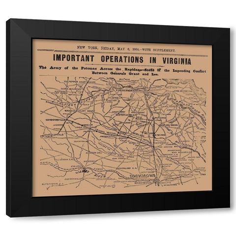Important Operations Virginia - 1864 Black Modern Wood Framed Art Print by Unknown