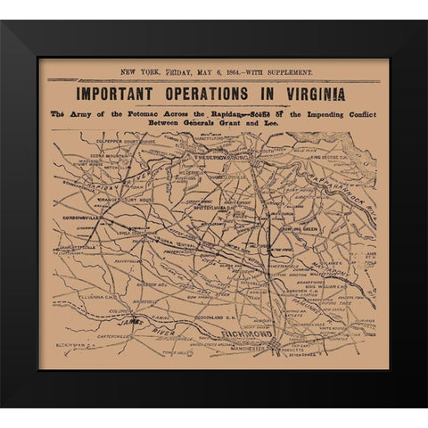 Important Operations Virginia - 1864 Black Modern Wood Framed Art Print by Unknown