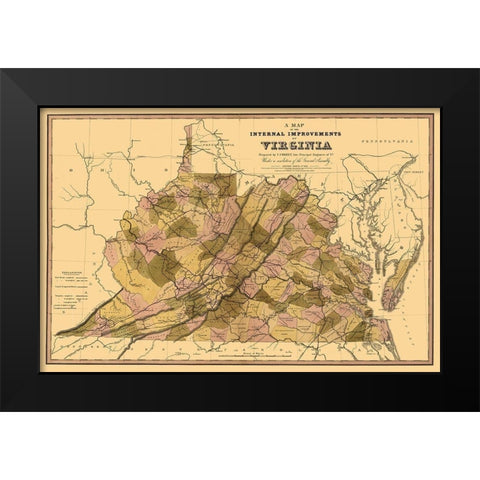 Internal Improvements Virginia - Crozet 1848 Black Modern Wood Framed Art Print by Crozet