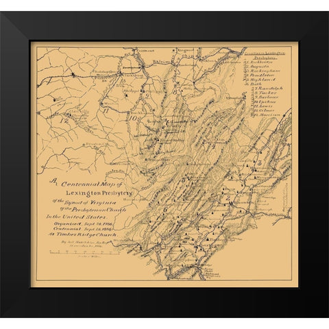 Lexington Presbyterian Synod of Virginias 1886 Black Modern Wood Framed Art Print by Hotchkiss