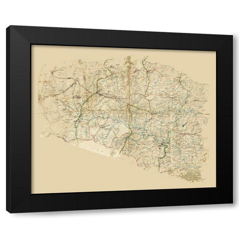 Louisa County Virginia - 1860 Black Modern Wood Framed Art Print with Double Matting by Unknown
