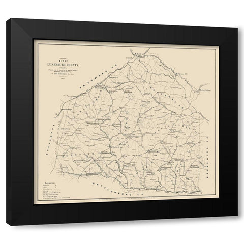 Lunenburg County Virginia - Hotchkiss 1871 Black Modern Wood Framed Art Print by Hotchkiss