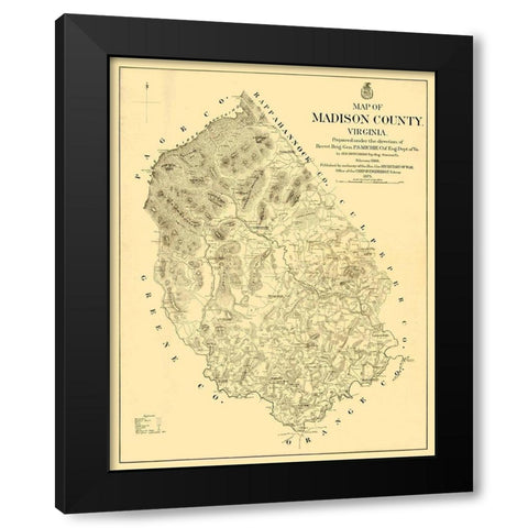 Madison County Virginia - Hotchkiss 1866 Black Modern Wood Framed Art Print with Double Matting by Hotchkiss