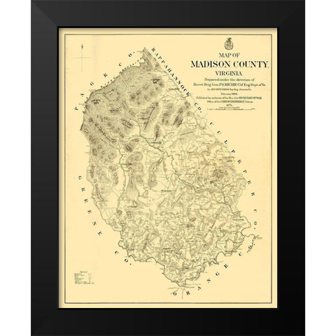 Madison County Virginia - Hotchkiss 1866 Black Modern Wood Framed Art Print by Hotchkiss