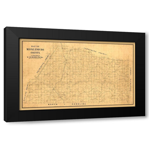 Macklenburg County Virginia - Hotchkiss 1860 Black Modern Wood Framed Art Print with Double Matting by Hotchkiss