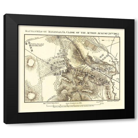 Manassas Virginia - Bowen 1866 Black Modern Wood Framed Art Print by Bowen