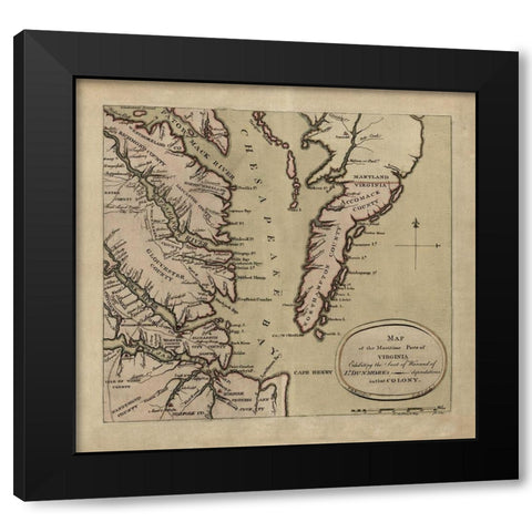 Maritime Parts of Virginia - Dunmore 1776 Black Modern Wood Framed Art Print by Dunmore