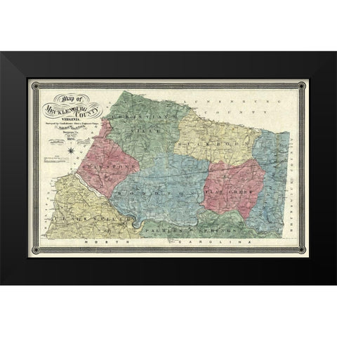 Mecklandburg County Virginia - Finch 1870 Black Modern Wood Framed Art Print by Finch