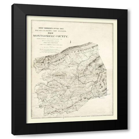 Montgomery County Virginia - Gilmer 1864 Black Modern Wood Framed Art Print by Gilmer