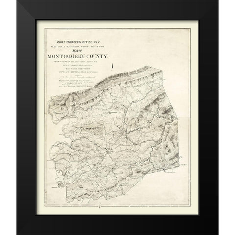 Montgomery County Virginia - Gilmer 1864 Black Modern Wood Framed Art Print by Gilmer