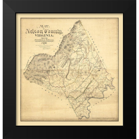 Nelson County Virginia - Hotchkiss 1866 Black Modern Wood Framed Art Print by Hotchkiss