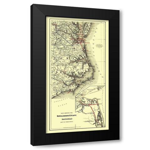 Norfolk, Albemarle, Atlantic Railroad Connections Black Modern Wood Framed Art Print by Colton