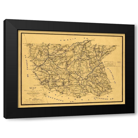 Nottoway County Virginia - Campbell 1864 Black Modern Wood Framed Art Print by Camphell