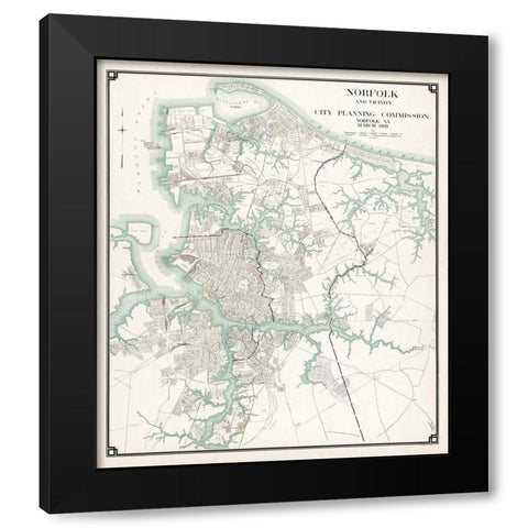 Norfolk Virginia - 1921 Black Modern Wood Framed Art Print with Double Matting by Unknown