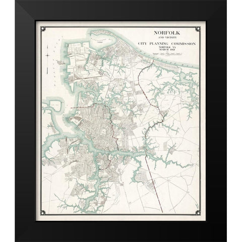 Norfolk Virginia - 1921 Black Modern Wood Framed Art Print by Unknown