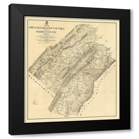 Page County Virginia - Michie 1875 Black Modern Wood Framed Art Print with Double Matting by Michie