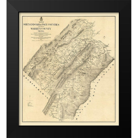 Page County Virginia - Michie 1875 Black Modern Wood Framed Art Print by Michie