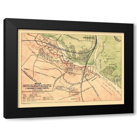 Petersburg Virginia - 1866 Black Modern Wood Framed Art Print by Unknown
