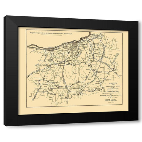 Petersburg Virginia - Michler 1865 Black Modern Wood Framed Art Print by Michler