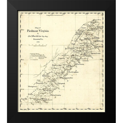 Piedmont Virginia - Hotchkiss 1873 Black Modern Wood Framed Art Print by Hotchkiss
