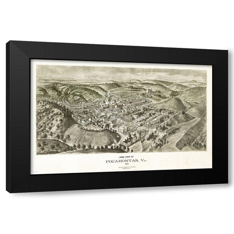 Pocahontas Virginia - Fowler 1911 Black Modern Wood Framed Art Print with Double Matting by Fowler