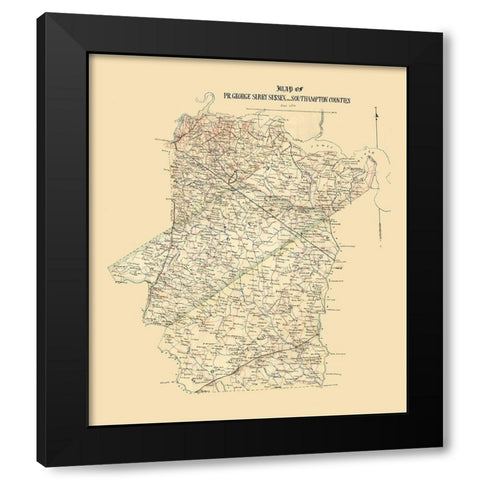 Prince George Surrey Suffolk Counties Virginia - 1865 Black Modern Wood Framed Art Print by Unknown