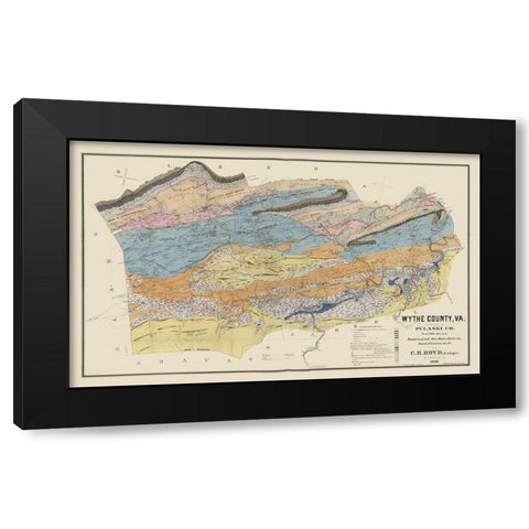 Pulaski County Virginia - Boyd 1890 Black Modern Wood Framed Art Print by Pulaski