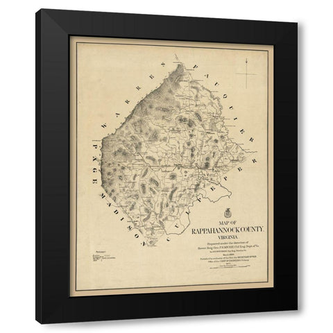 Rappahannock County Virginia - Michie 1866 Black Modern Wood Framed Art Print by Michie