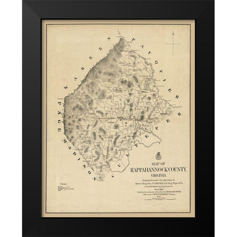 Rappahannock County Virginia - Michie 1866 Black Modern Wood Framed Art Print by Michie