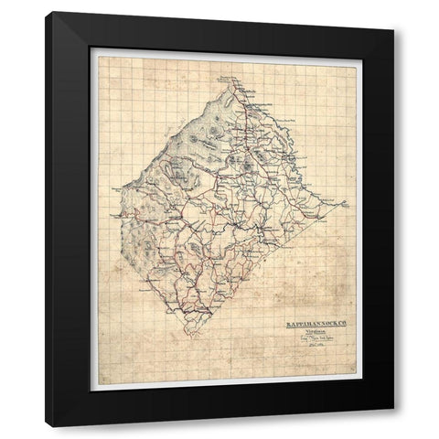 Rappahannock County Virginia - Michie 1863 Black Modern Wood Framed Art Print with Double Matting by Michie