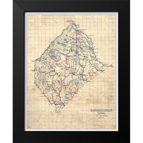 Rappahannock County Virginia - Michie 1863 Black Modern Wood Framed Art Print by Michie