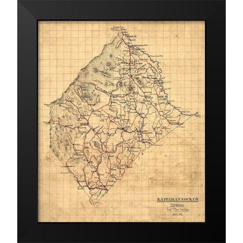 Rappahannock County Virginia - 1863 Black Modern Wood Framed Art Print by Unknown