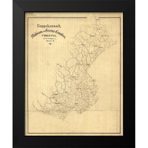 Rappahannock County Virginia - Hotchkifs 1867 Black Modern Wood Framed Art Print by Hotchkifs