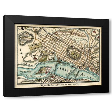 Richmond Virginia - 1863 Black Modern Wood Framed Art Print with Double Matting by Unknown