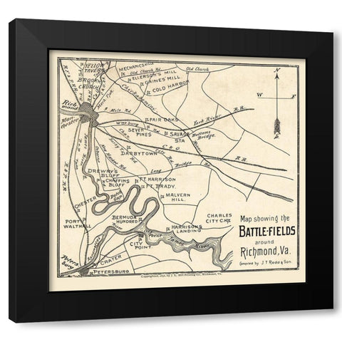 Richmond Virginia - Redd 1896 Black Modern Wood Framed Art Print with Double Matting by Redd