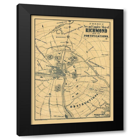 Richmond Virginia - Forbes 1864 Black Modern Wood Framed Art Print by Forbes