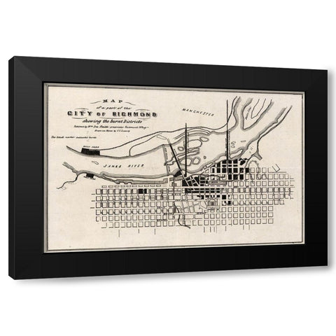 Richmond Virginia - Ludwig 1865 Black Modern Wood Framed Art Print with Double Matting by Ludwig