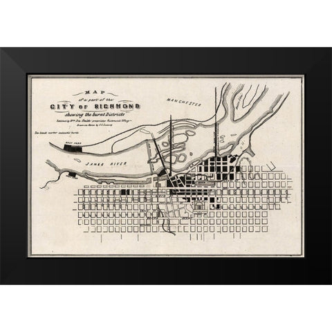 Richmond Virginia - Ludwig 1865 Black Modern Wood Framed Art Print by Ludwig