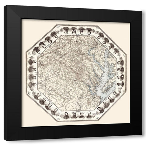 Virginia - 1860 Black Modern Wood Framed Art Print with Double Matting by Unknown