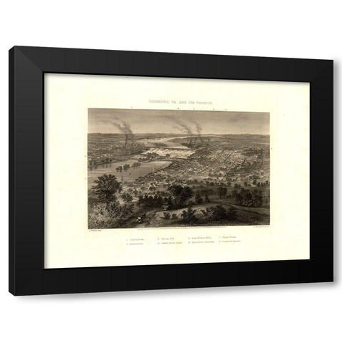 Richmond Virginia - Wells 1863 Black Modern Wood Framed Art Print with Double Matting by Wells