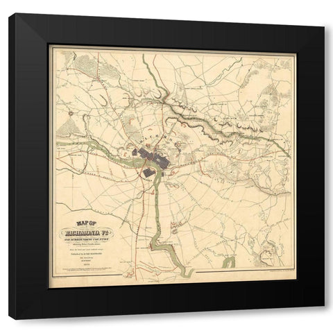 Richmond Virginia - Shell 1864 Black Modern Wood Framed Art Print with Double Matting by Shell
