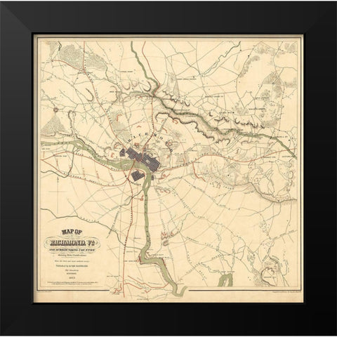 Richmond Virginia - Shell 1864 Black Modern Wood Framed Art Print by Shell