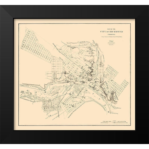 Richmond Virginia - Adams 1864 Black Modern Wood Framed Art Print by Adams