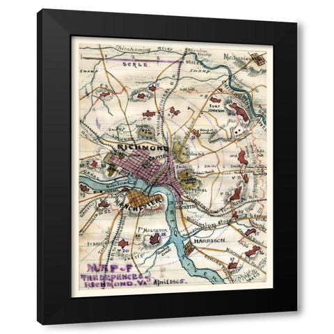 Richmond Virginia - 1865 Black Modern Wood Framed Art Print with Double Matting by Unknown