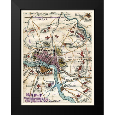 Richmond Virginia - 1865 Black Modern Wood Framed Art Print by Unknown