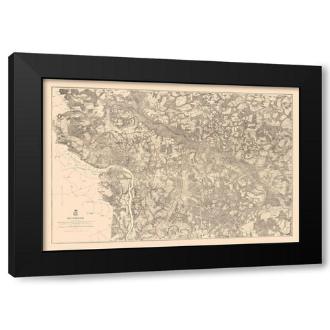 Richmond County Virginia - Michie 1867 Black Modern Wood Framed Art Print with Double Matting by Michie