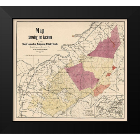 Rockingham County Virginia - Hotchkiss1888 Black Modern Wood Framed Art Print by Hotchkiss