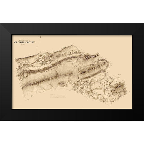 Roanoke County Virginia - 1860 Black Modern Wood Framed Art Print by Unknown