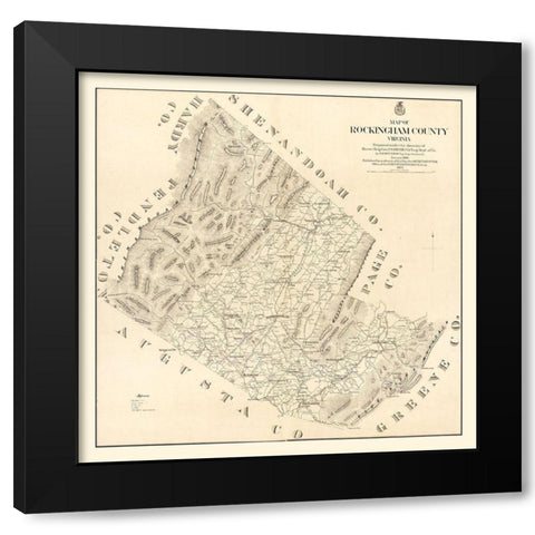 Rockingham County Virginia - Hotchkiss 1875 Black Modern Wood Framed Art Print with Double Matting by Hotchkiss